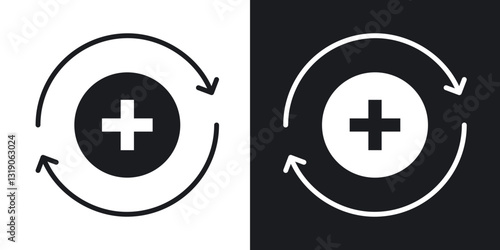 Health recovery icons in solid black and white collection