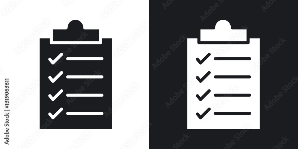 List icons in solid black and white collection