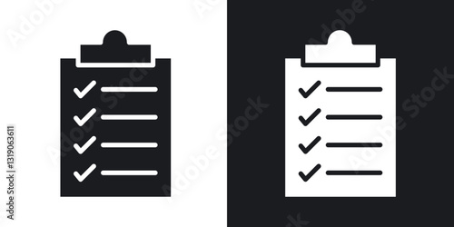 List icons in solid black and white collection
