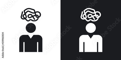 Mental disorder icons in solid black and white collection