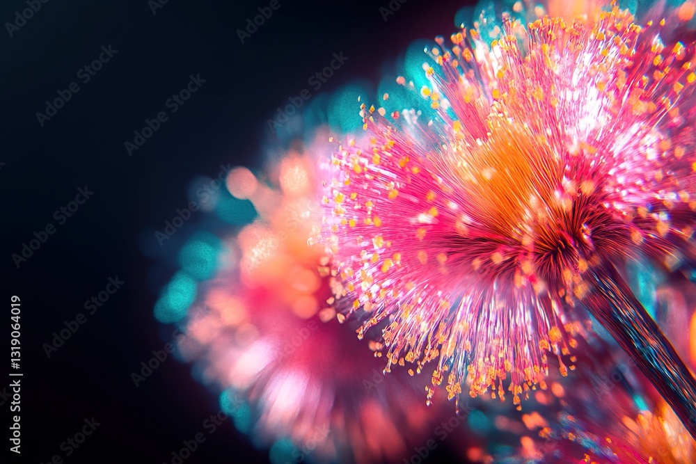 Fototapeta premium Vibrant and colorful abstract flowers burst with light and energy