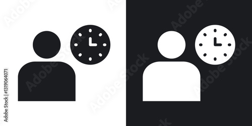 Office hours icons in solid black and white collection