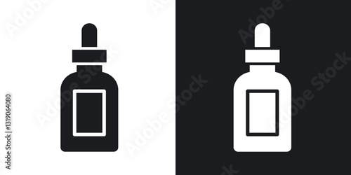 Oil dropper bottle icons in solid black and white collection