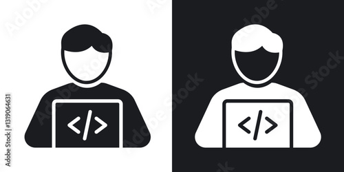 Programmer icons in solid black and white collection