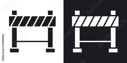 Roadblock icons in solid black and white collection