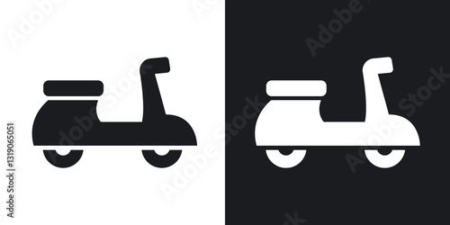 Scooter bike icons in solid black and white collection