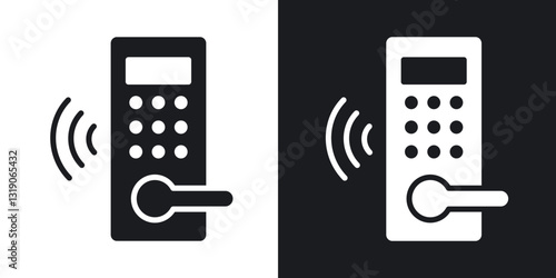 Smart lock icons in solid black and white collection