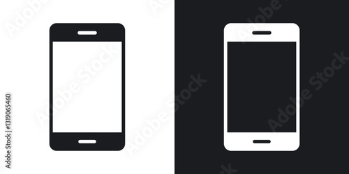 Smartphone icons in solid black and white collection