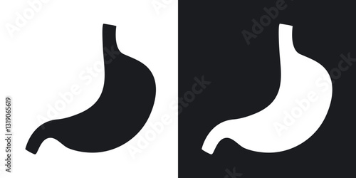 Stomach icons in solid black and white collection