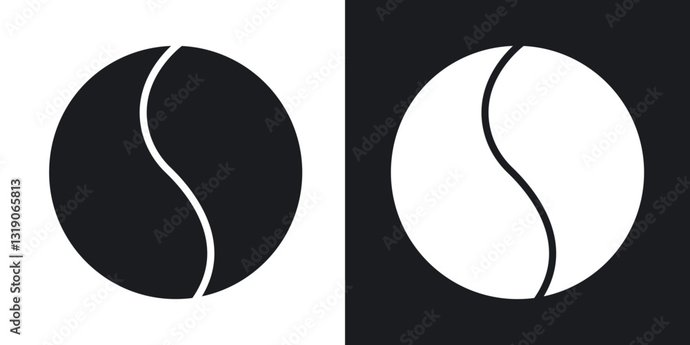 Tennis ball icons in solid black and white collection Tennis ball icons in solid black and white collection