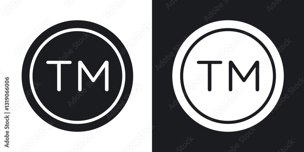 TM trademark icons in solid black and white collection TM trademark icons in solid black and white collection
