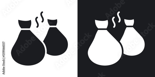 Trash bag icons in solid black and white collection