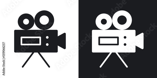 Video camera icons in solid black and white collection