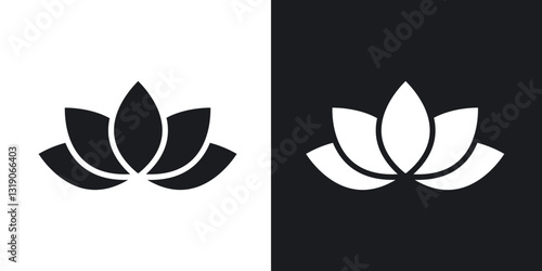 Water lily icons in solid black and white collection