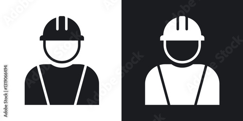 Worker icons in solid black and white collection
