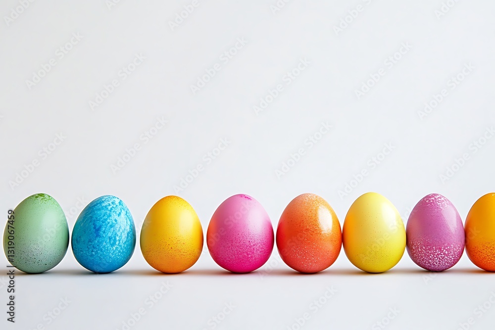 a row of colorful eggs