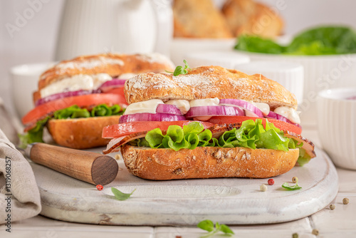 Freshly made chicken sandwi...