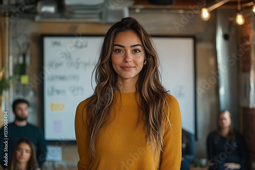 Confident Businesswoman Standing in a Bright and Modern Office