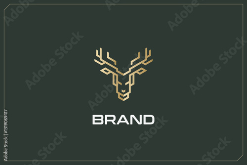 Deer Digital Animals Logo Design Gold