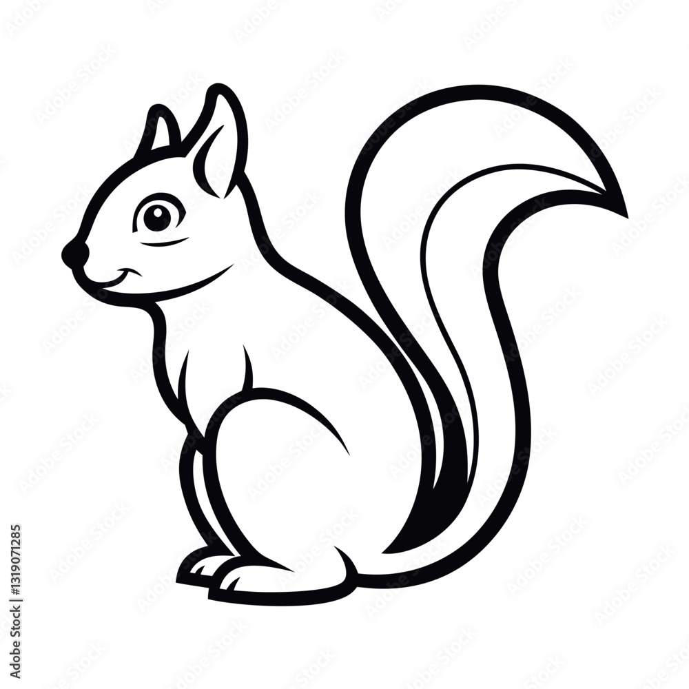 Squirrel line art vector on white background. Squirrel line art vector on white background.