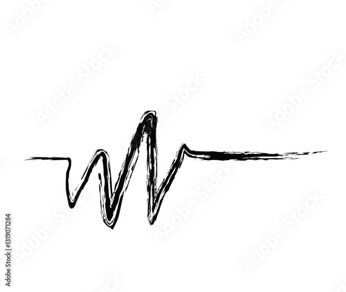Black Hand-Drawn Heartbeat Line Illustration
