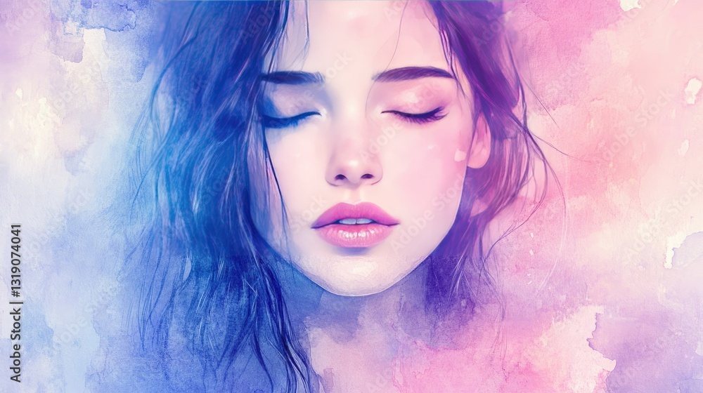 Fototapeta premium Dreamy watercolor gradient with soft pastel shades, creating a peaceful and inspiring background