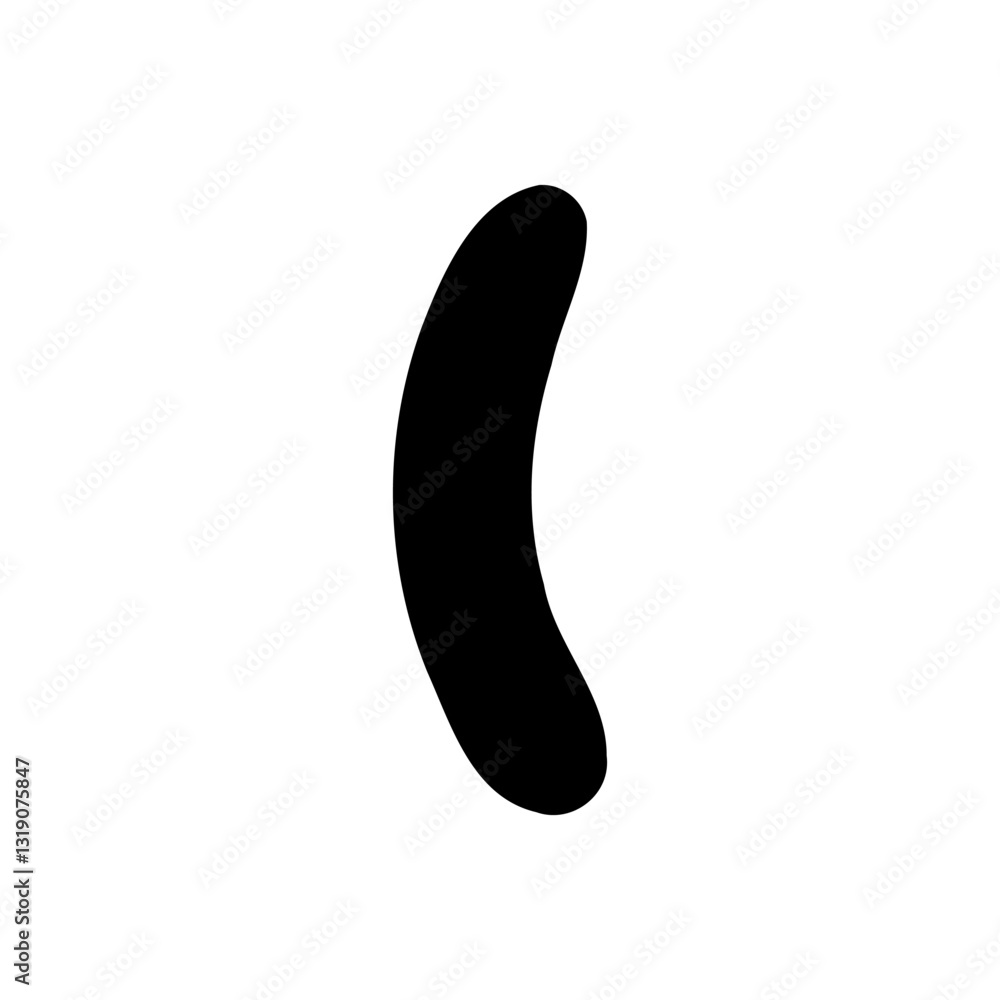 Bold left parenthesis symbol in outline hand drawn style. Vector illustration isolated on white background. For typography, font, shop, logo, alphabet, sales, signboard, education, branding. Bold left parenthesis symbol in outline hand drawn style. Vector illustration isolated on white background. For typography, font, shop, logo, alphabet, sales, signboard, education, branding.