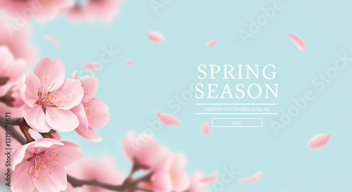 spring season floral banner card 