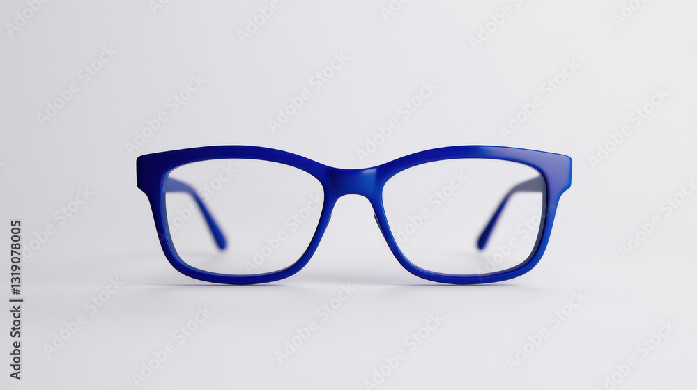 Fototapeta premium Stylish blue eyeglasses on a neutral background for modern eyewear trends. isolated on white background.