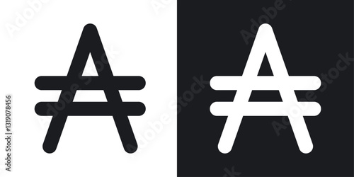 Austral vector sign set in black and blue colors