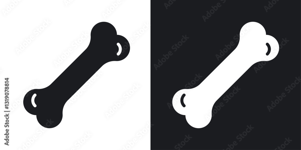Bone vector icon set in solid style. Bone vector icon set in solid style.