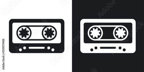 Cassette tape vector icon set in solid style.