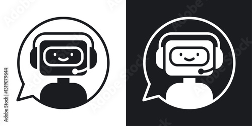 Chatbot speech bubble vector icon set in solid style.