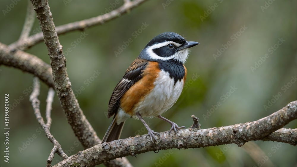 Cape batis (Batis capensis) perched on a tree branch. Wilderness, Garden Route, Western Cape. South Africa Cape batis (Batis capensis) perched on a tree branch. Wilderness, Garden Route, Western Cape. South Africa