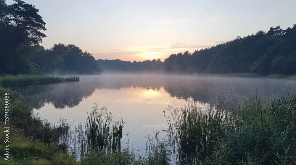 Serene Dawn Reflections on a Still Pond Serene Dawn Reflections on a Still Pond
