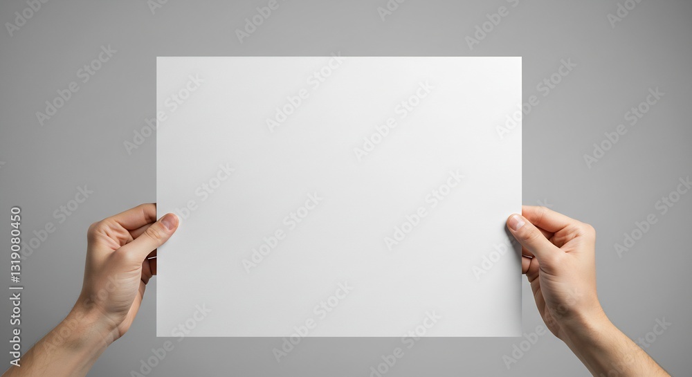 Hands Holding Blank White Paper Sheet Hands Holding Blank White Paper Sheet