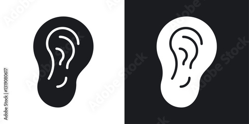 Ear vector icon set in solid style.