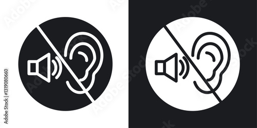 Ear deaf vector icon set in solid style.