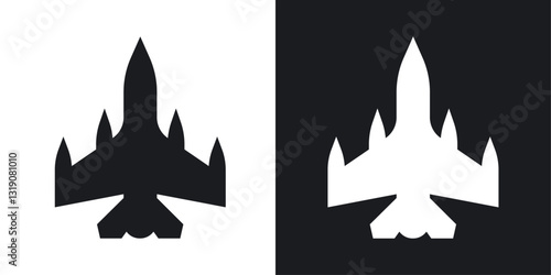 Fighter jet vector icon set in solid style.