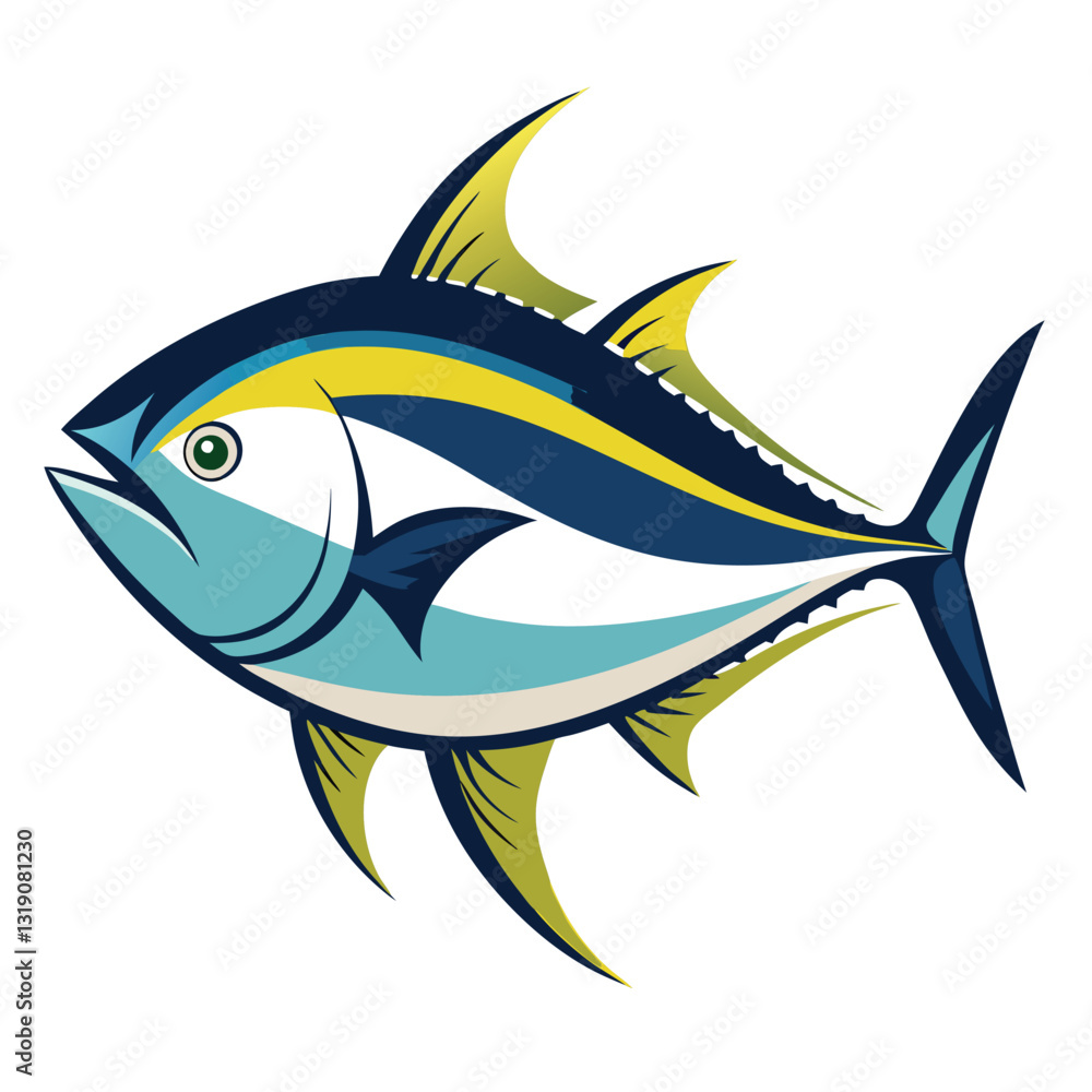 Obraz premium blue-tang-isolated-vector-image-on-a-white-background