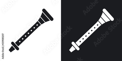 Flute vector icon set in solid style.