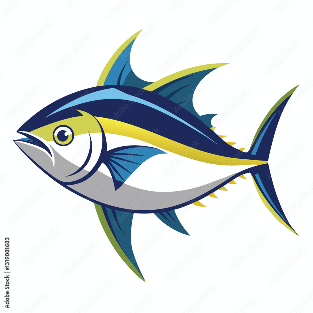 Obraz premium blue-tang-isolated-vector-image-on-a-white-background