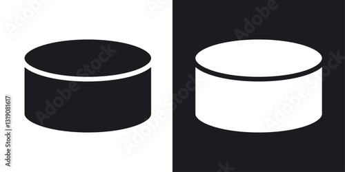 Hockey puck vector icon set in solid style.