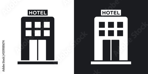 Hotel vector icon set in solid style.