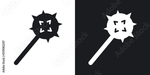 Mace vector icon set in solid style.