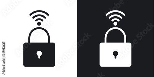 Nfc lock vector icon set in solid style.