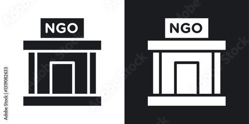 NGO Building vector icon set in solid style.