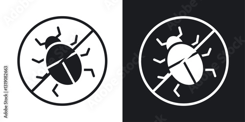 No Bug vector icon set in solid style.