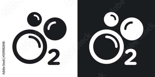 Oxygen O2 vector icon set in solid style.