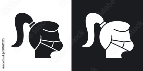 Person in mask vector icon set in solid style.